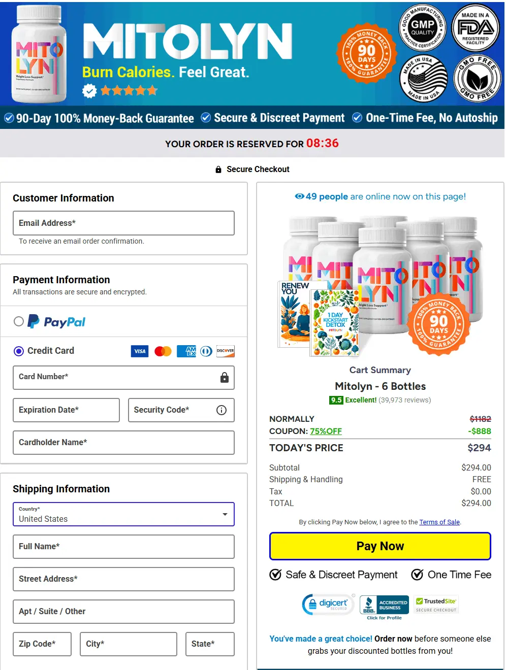 Mitolyn product checkout page for secure purchase